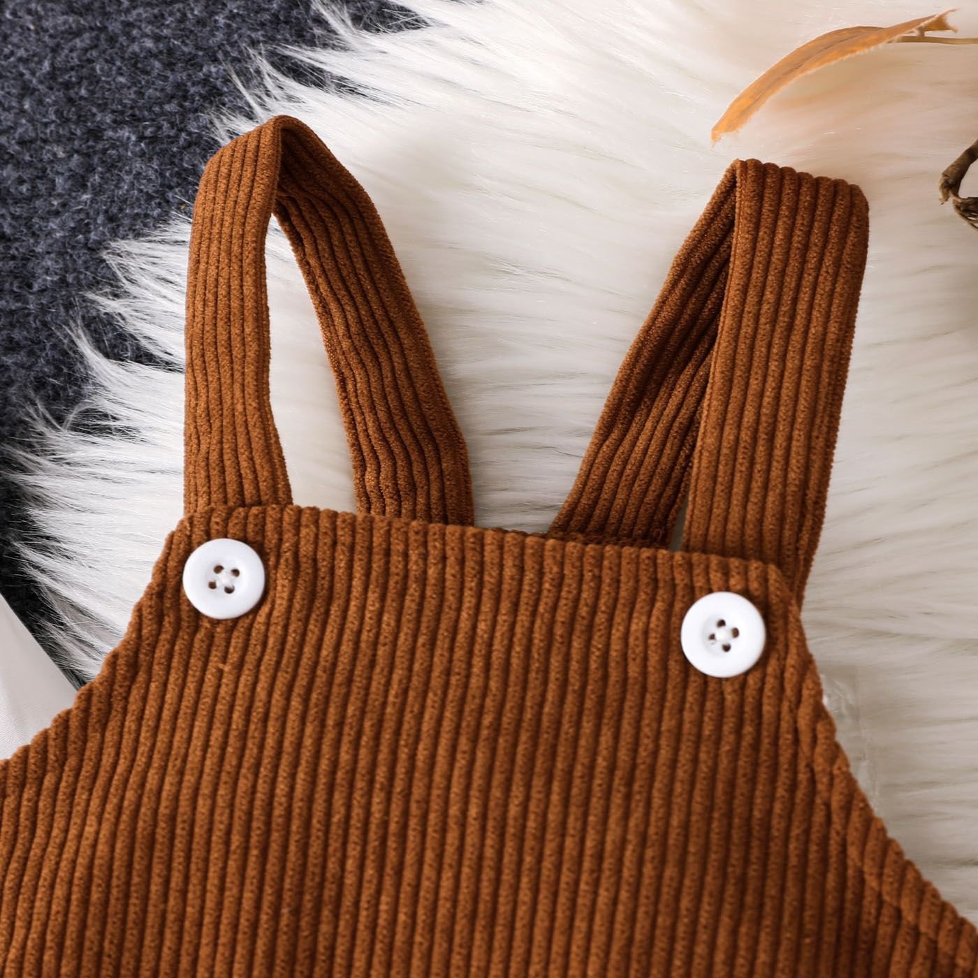 boys 2 pcs clothing set long sleeves solid gentle shirt romper + corduroy overalls pants outfits