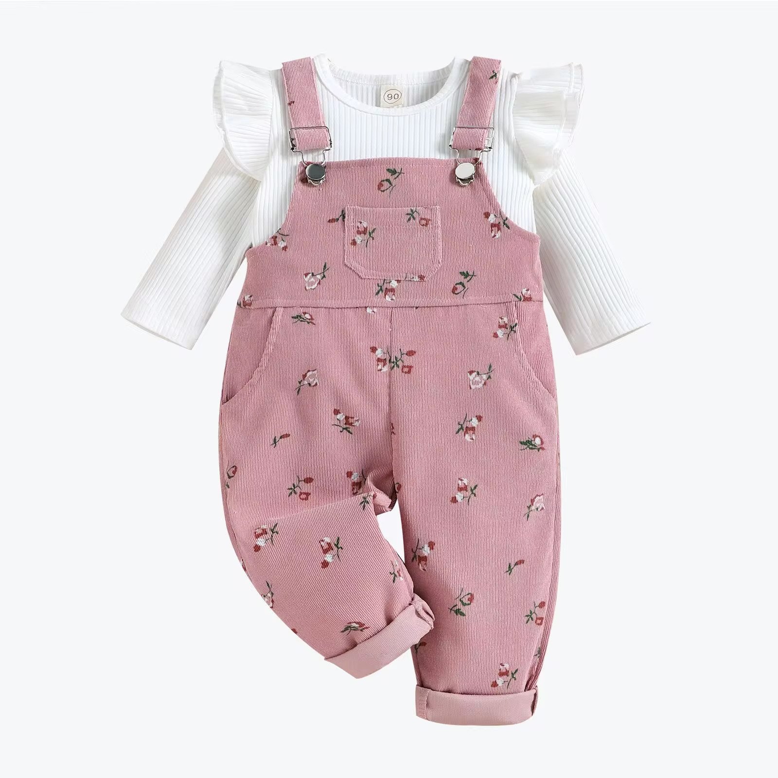 0-18M Baby Girls Floral Clothing Suits Long Sleeve T-Shirts Tops Romper 2Pcs Spring Autumn Toddler Kids Clothes Outfits