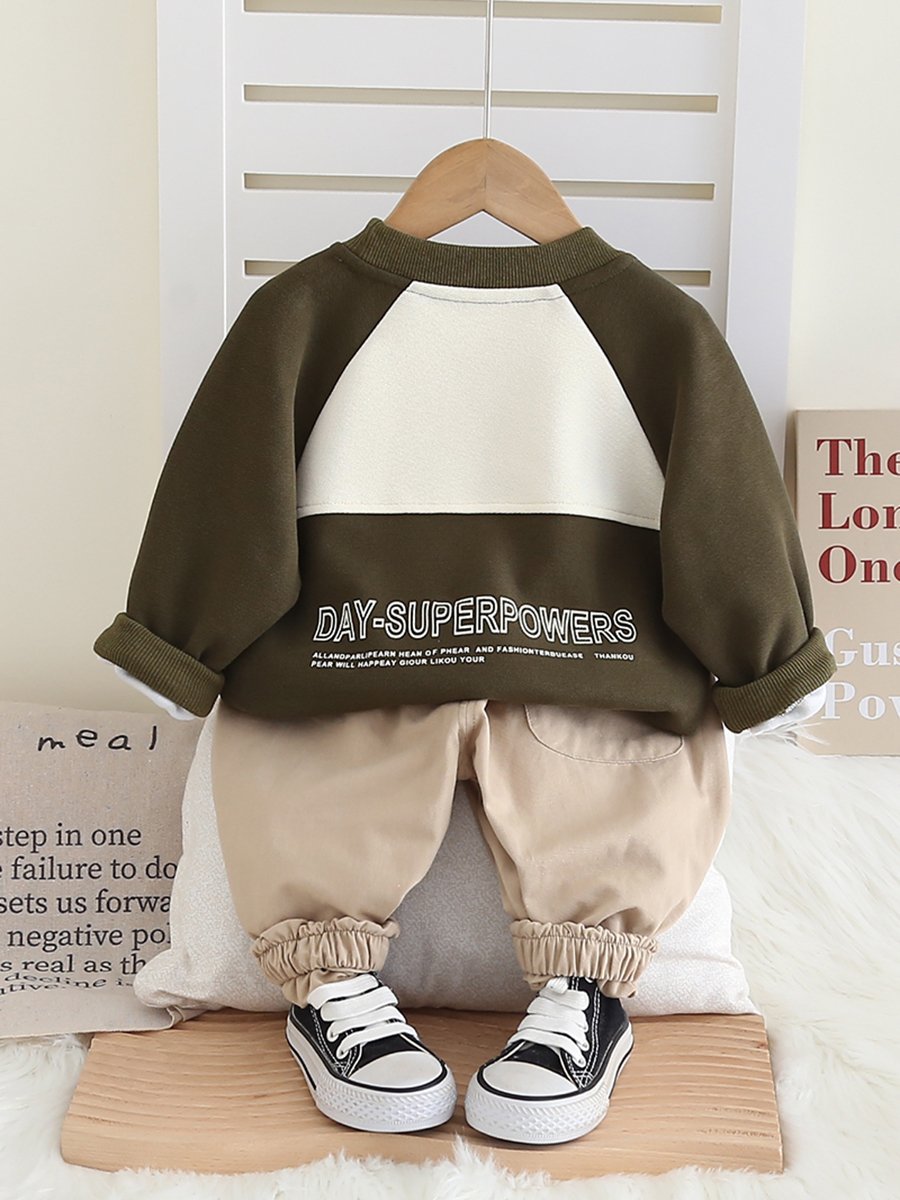 Clothes for the kids Boys' Two-Piece Outfit-Short Children's Spring Autumn Sports Sweater Suit Hoodie Sweatpants Color-Matched