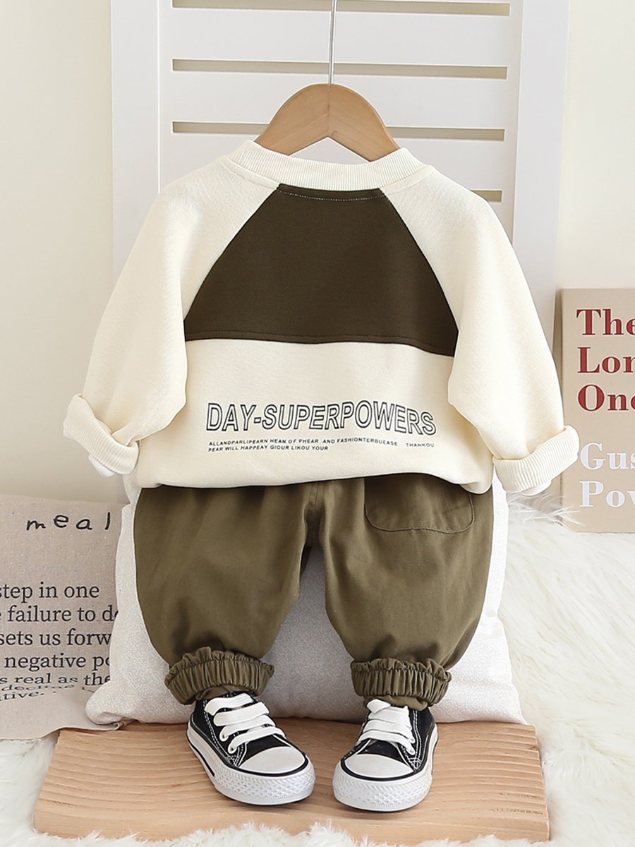 Clothes for the kids Boys' Two-Piece Outfit-Short Children's Spring Autumn Sports Sweater Suit Hoodie Sweatpants Color-Matched