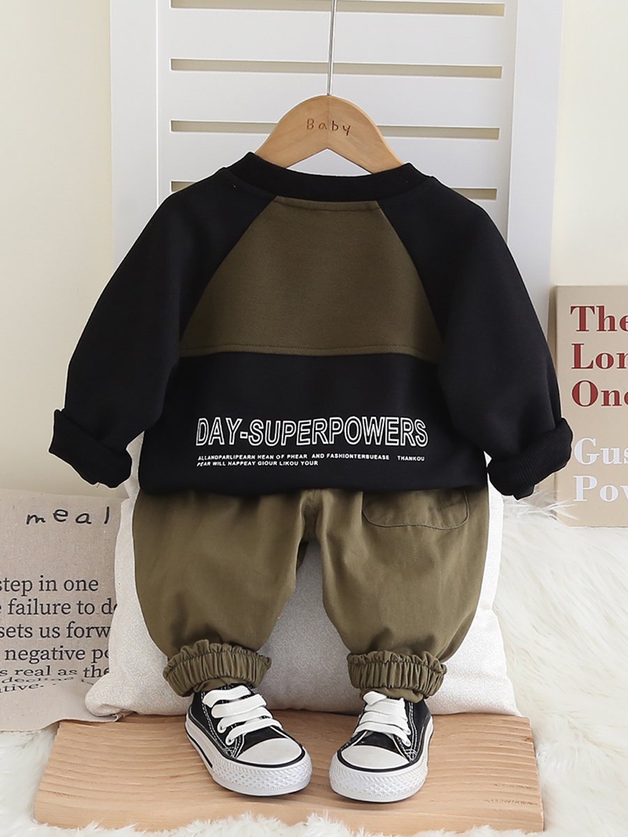 Clothes for the kids Boys' Two-Piece Outfit-Short Children's Spring Autumn Sports Sweater Suit Hoodie Sweatpants Color-Matched