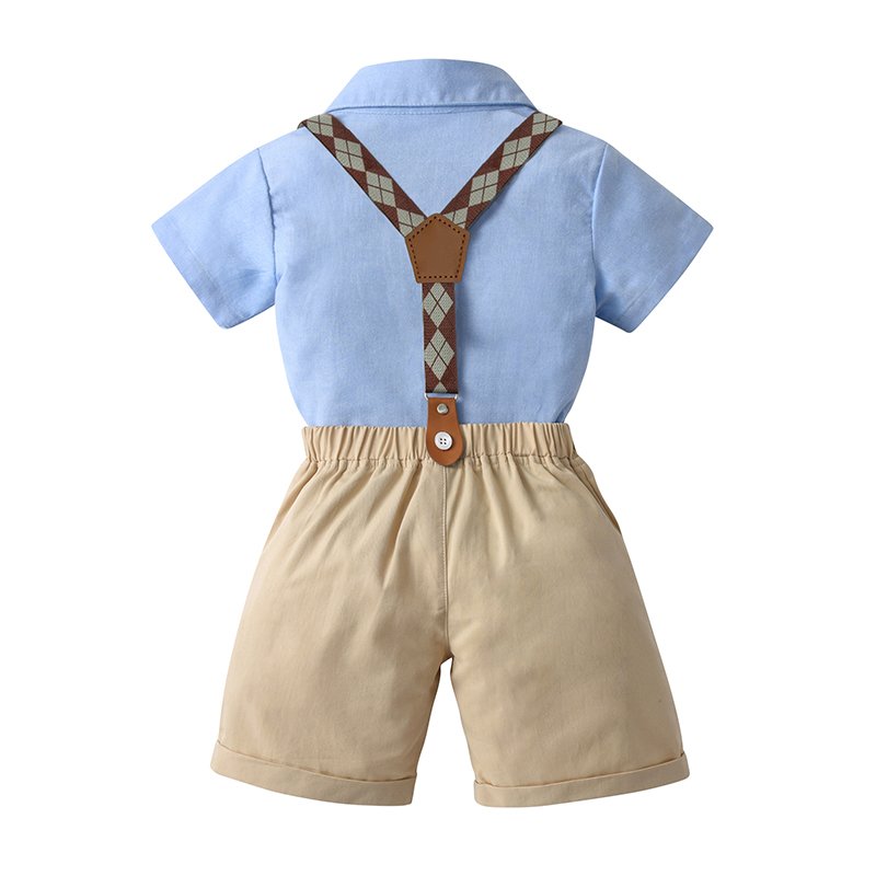 High Quality 95% Cotton Kid Formal Suit Wedding Party Baby Boys Clothing Sets Short Sleeve Gentleman Boy Outfit