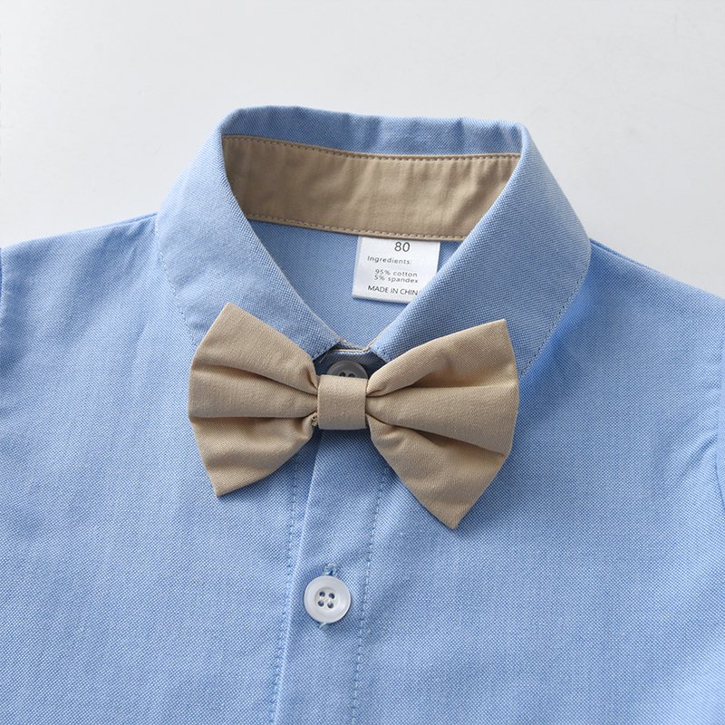 High Quality 95% Cotton Kid Formal Suit Wedding Party Baby Boys Clothing Sets Short Sleeve Gentleman Boy Outfit