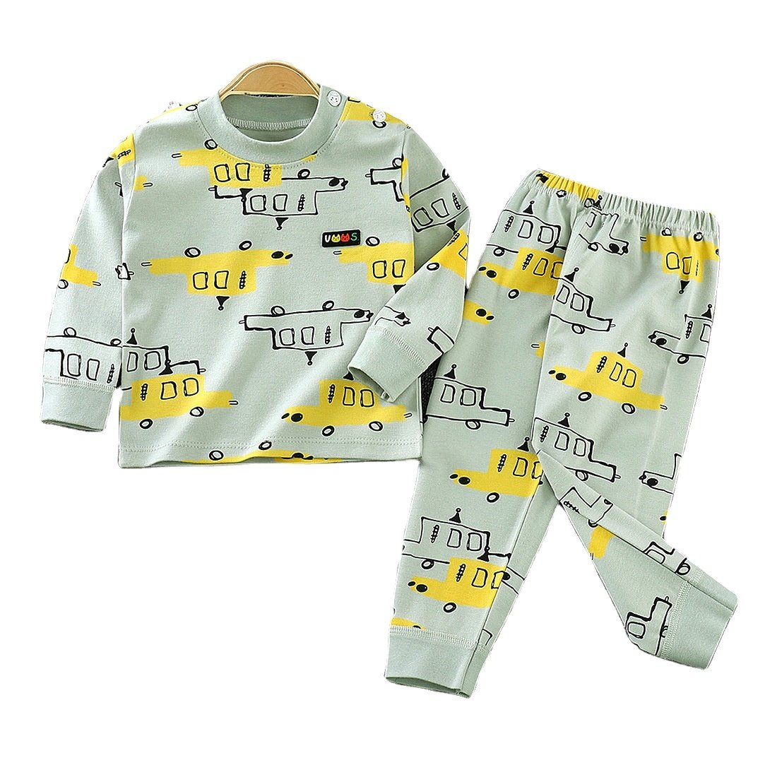 New manufacturers wholesale children fashion shoulder open underwear set in children's long Johns home wear pajamas spot