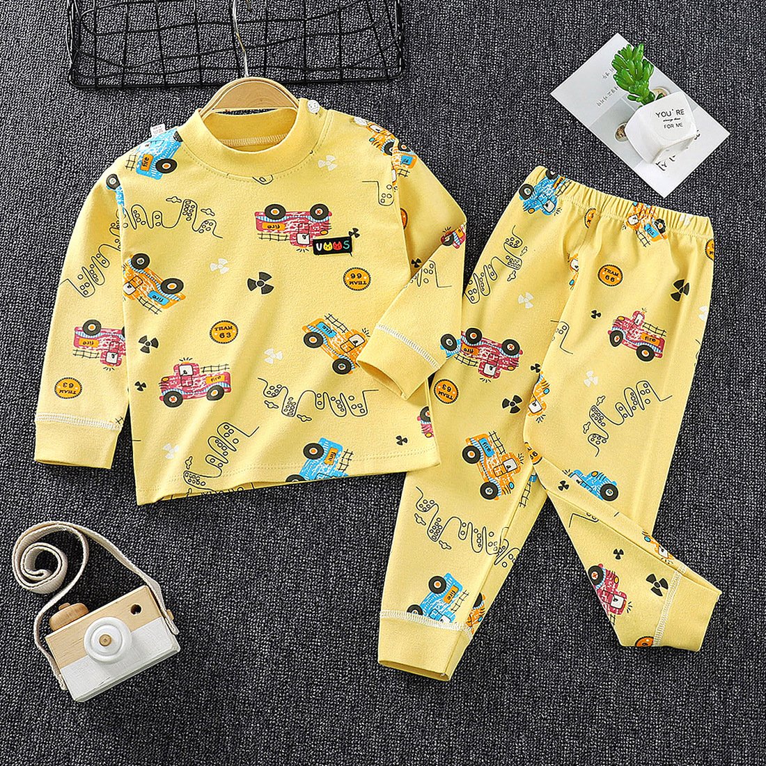 New manufacturers wholesale children fashion shoulder open underwear set in children's long Johns home wear pajamas spot