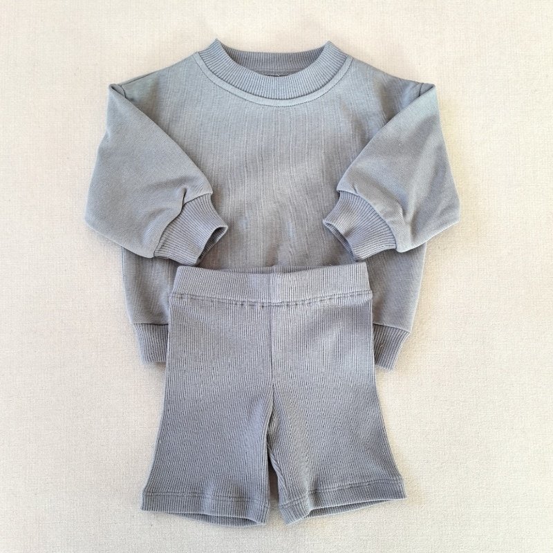Autumn children clothes long sleeve oversized pullover and biker shorts set boys clothing sets