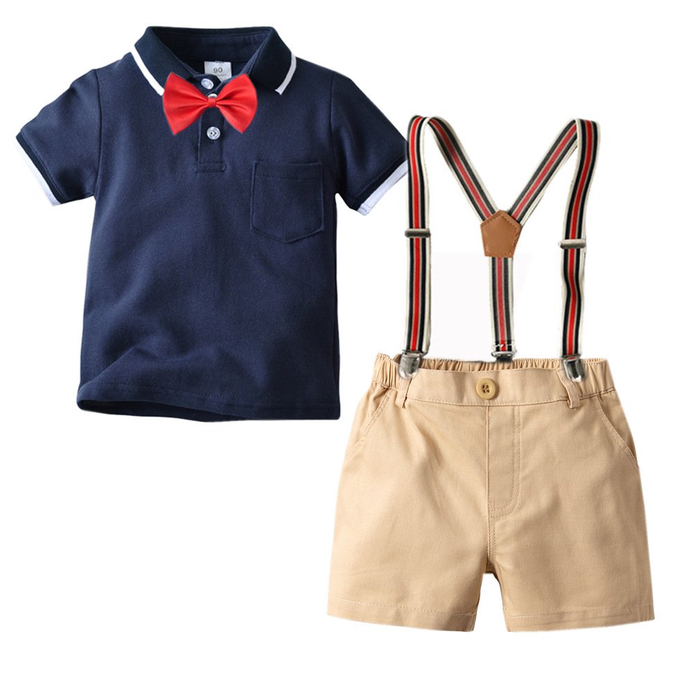 Supplier Boys Summer Shorts clothes cotton short-sleeve shirt white short 4pcs sets baby boys' clothing sets