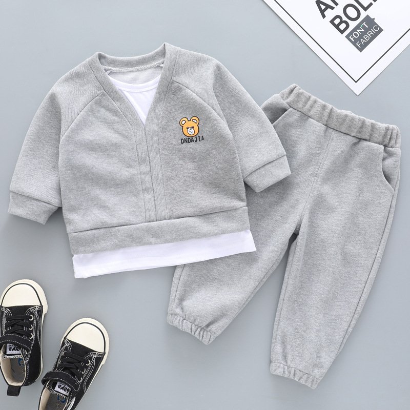 Custom embroidered kids outfit boy clothing sets child clothes custom sports tracksuit kids sweat suits 2 pieces
