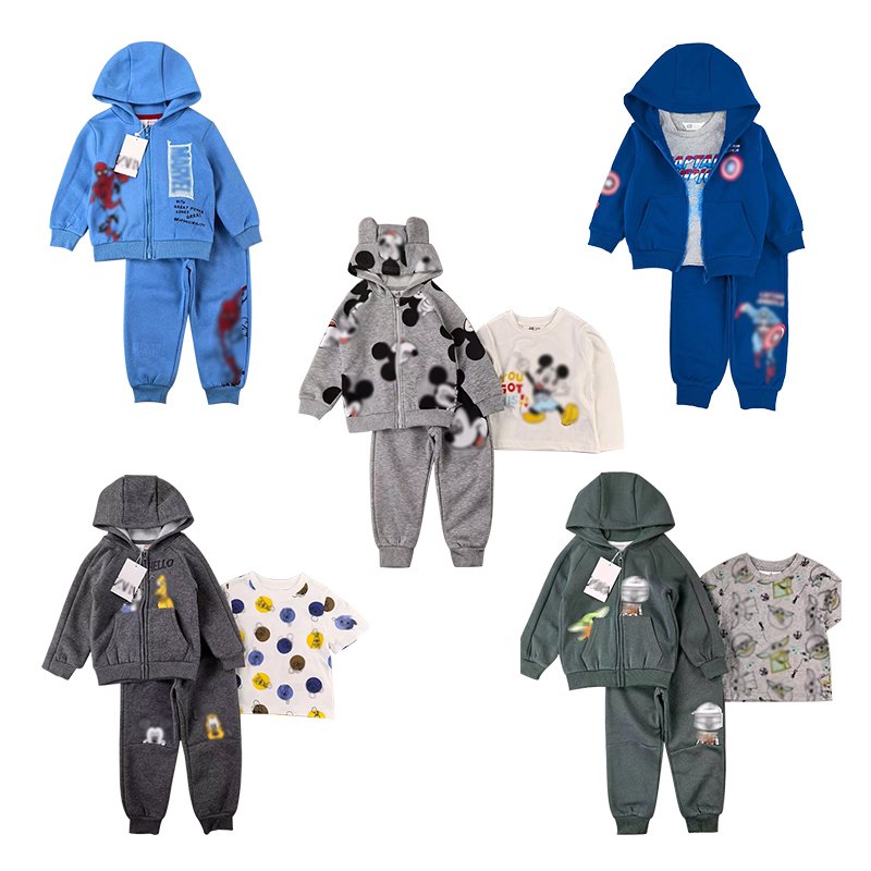 Hot Selling Winter boys clothing sets High Quality 3 pcs boys sets Printed Soft boys hoodie sets
