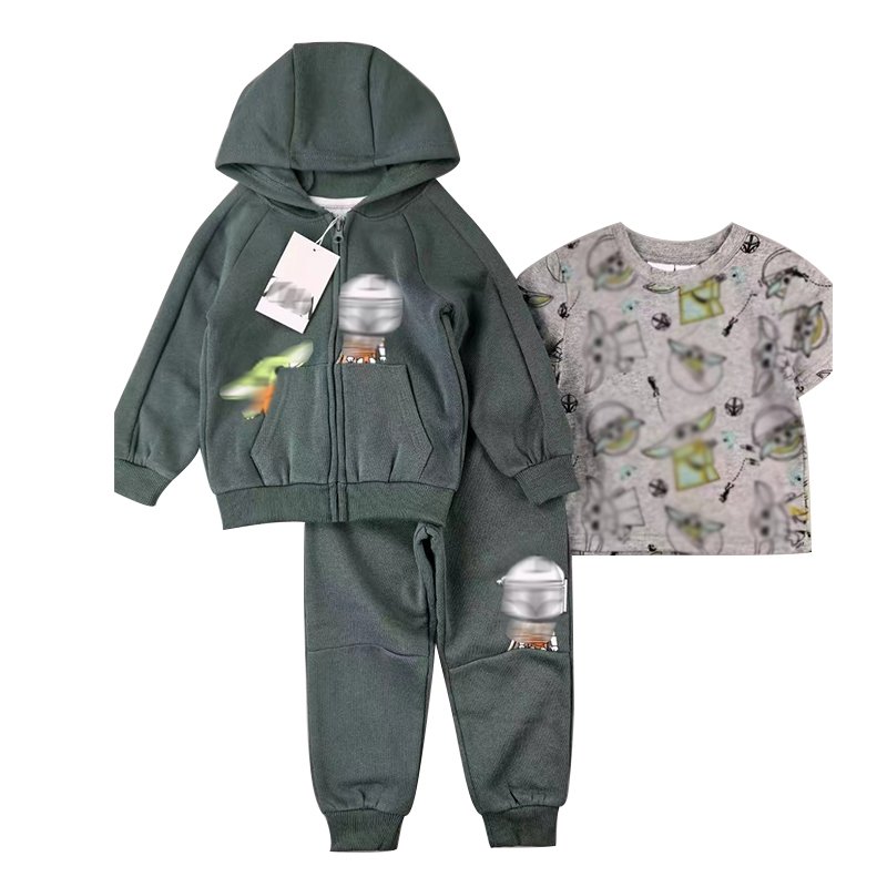 Hot Selling Winter boys clothing sets High Quality 3 pcs boys sets Printed Soft boys hoodie sets