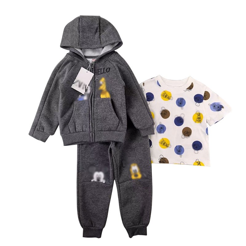 Hot Selling Winter boys clothing sets High Quality 3 pcs boys sets Printed Soft boys hoodie sets