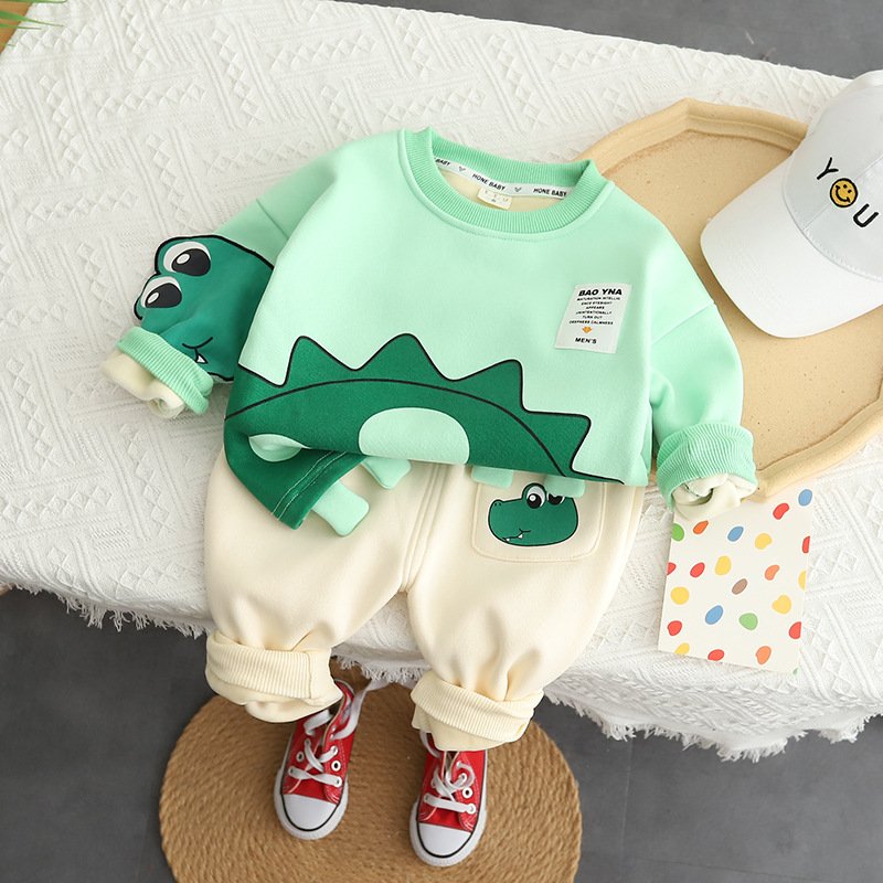 Carton printing toddler boy girl sweater pants 2 piece loose styles kids unisex baby clothing sets