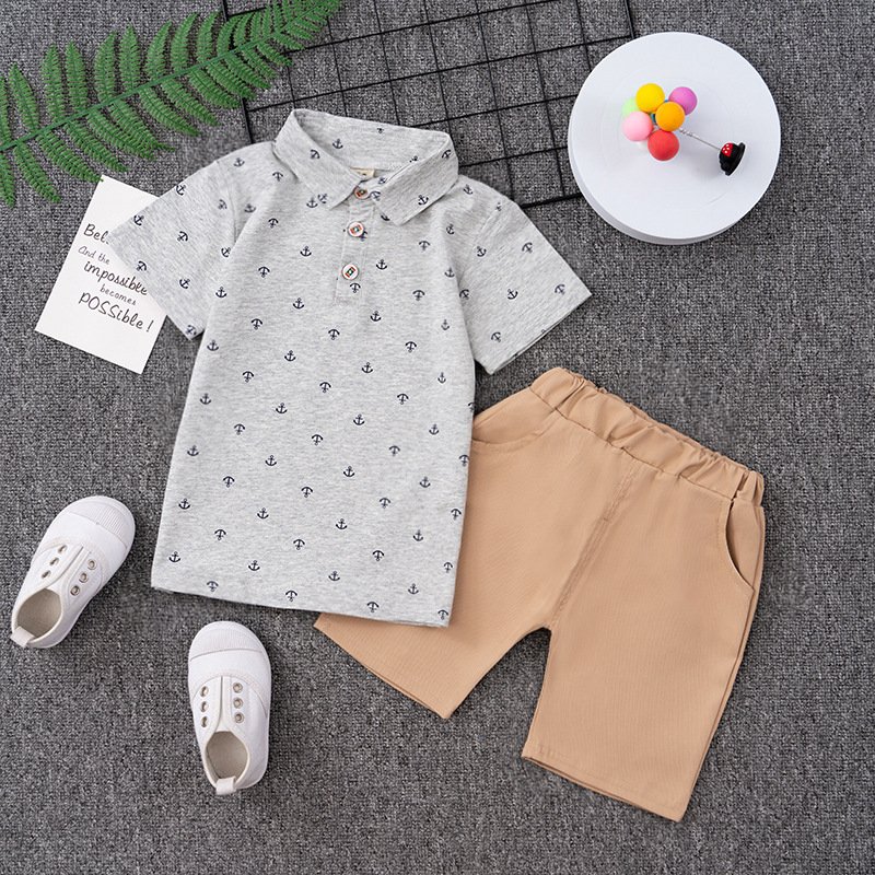 Wholesale Children Polo Shirt Custom Two Piece Set Baby Boys Summer Kids Clothing Designers Clothes Set