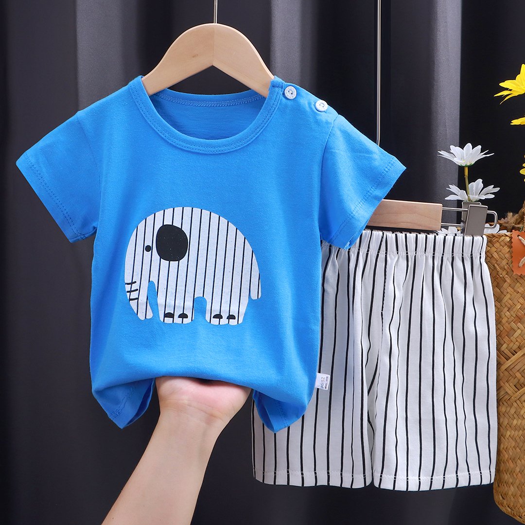 100% cotton sports casual short-sleeved shoes children's suit Summer baby clothing short-sleeved two-piece set