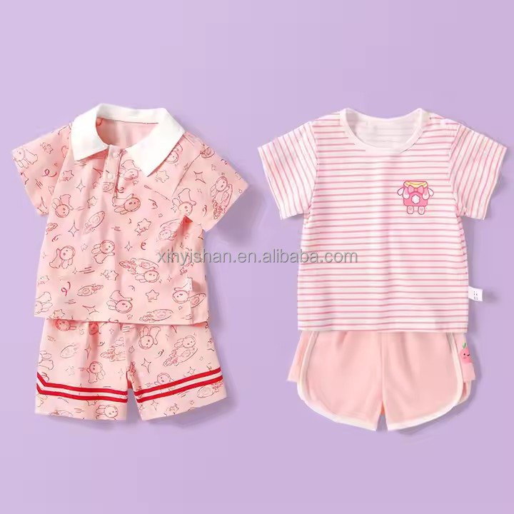 Boys Clothings Sets Kids Boutique 2 Pcs Pure Cotton Short Sleeve Children Clothes Suit