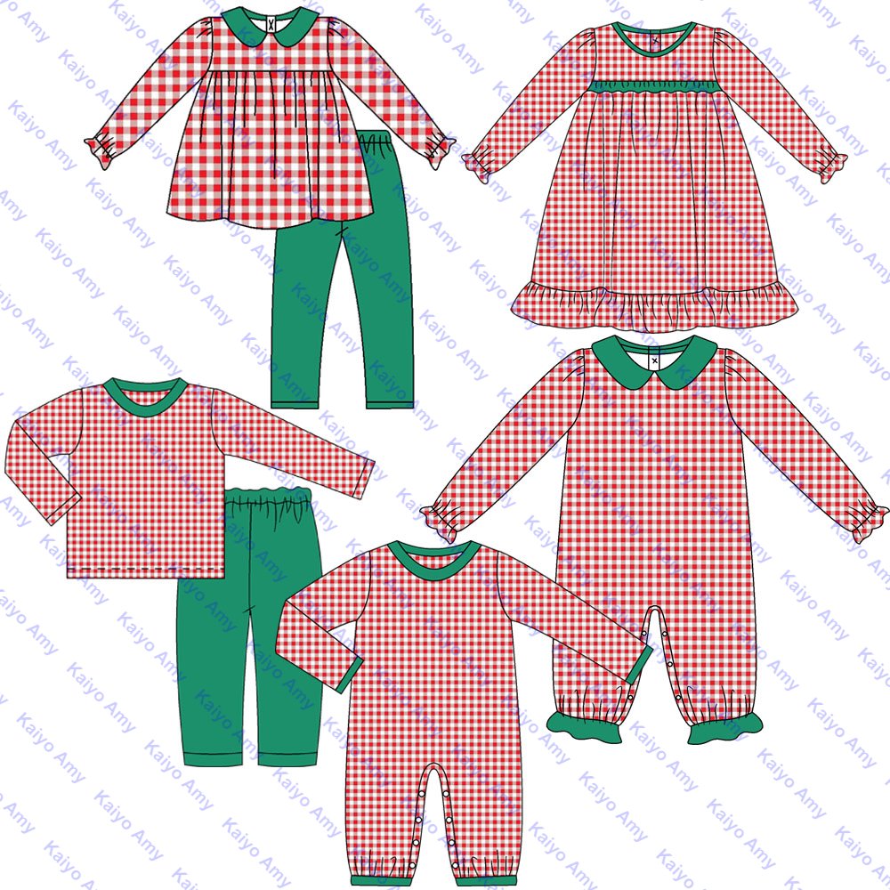 christmas products 2024 baby longalls applique sibling matching kids boys clothing set navy cotton two piece pant set