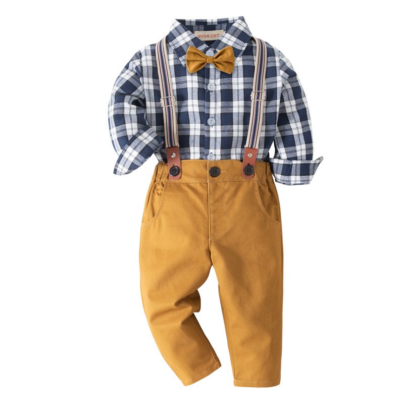 New Spring Autumn Baby Boys Clothing Set Formal Long Sleeve Shirt Toddler Boy Pants Soft Summer Baby Two-Piece Suit Hat 3pcs