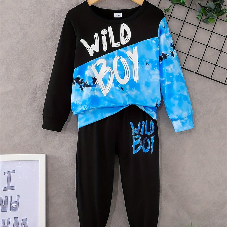 Customized Sports Boys Kids Clothing Set Long Sleeve Round Neck Sweatshirt And Pants Casual Comfortable Boys Clothing Set