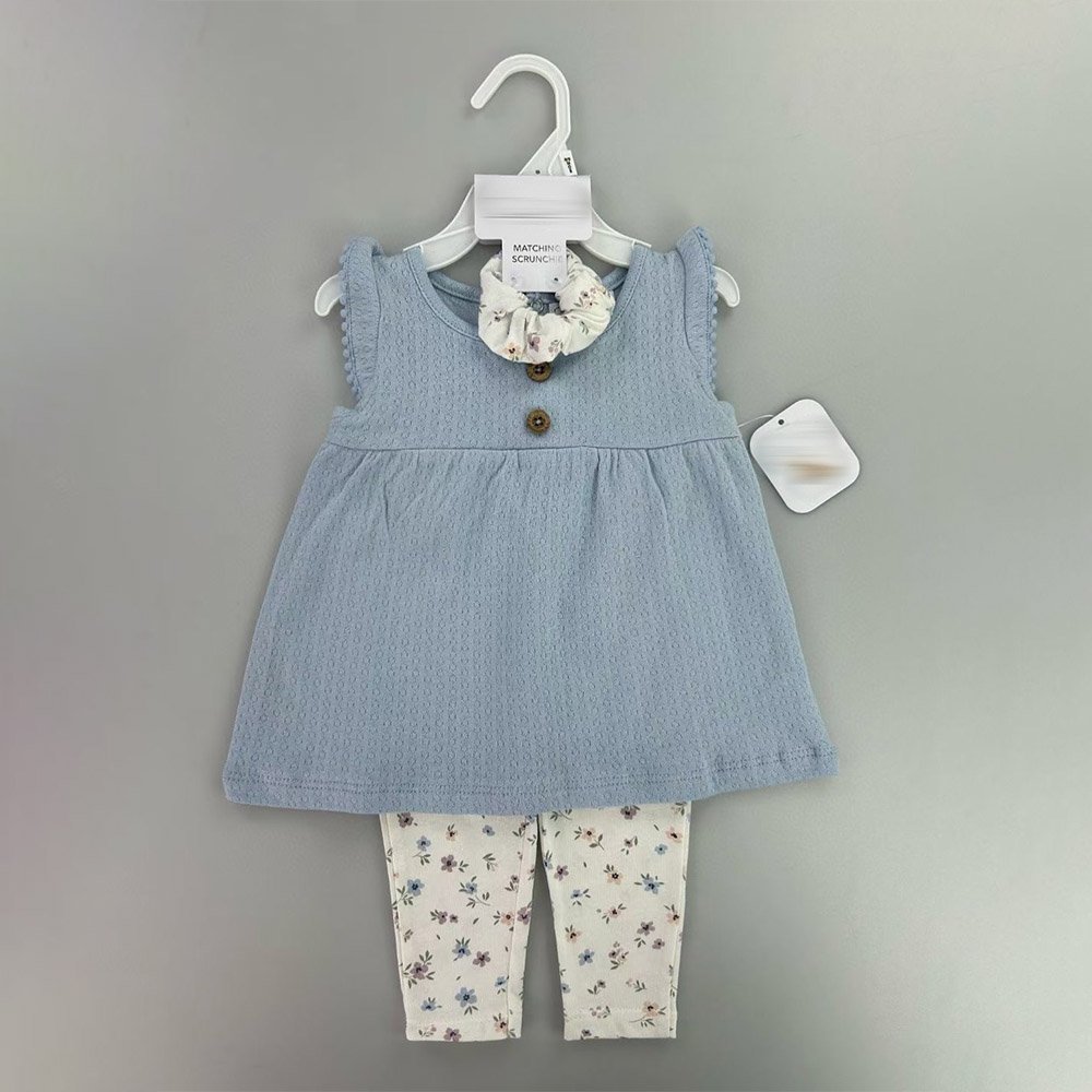 Pure Cotton New Born Baby Girl 0-24months Dress Trousers And Hairband 3pcs Set Short Sleeve Solid Color Clothes Set