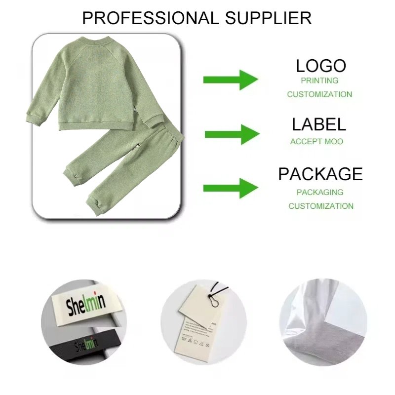 Wholesale Kids Clothes Children Suit Plant Dye Natural Dye Long Sleeved Full Zipper Boy Clothing Set
