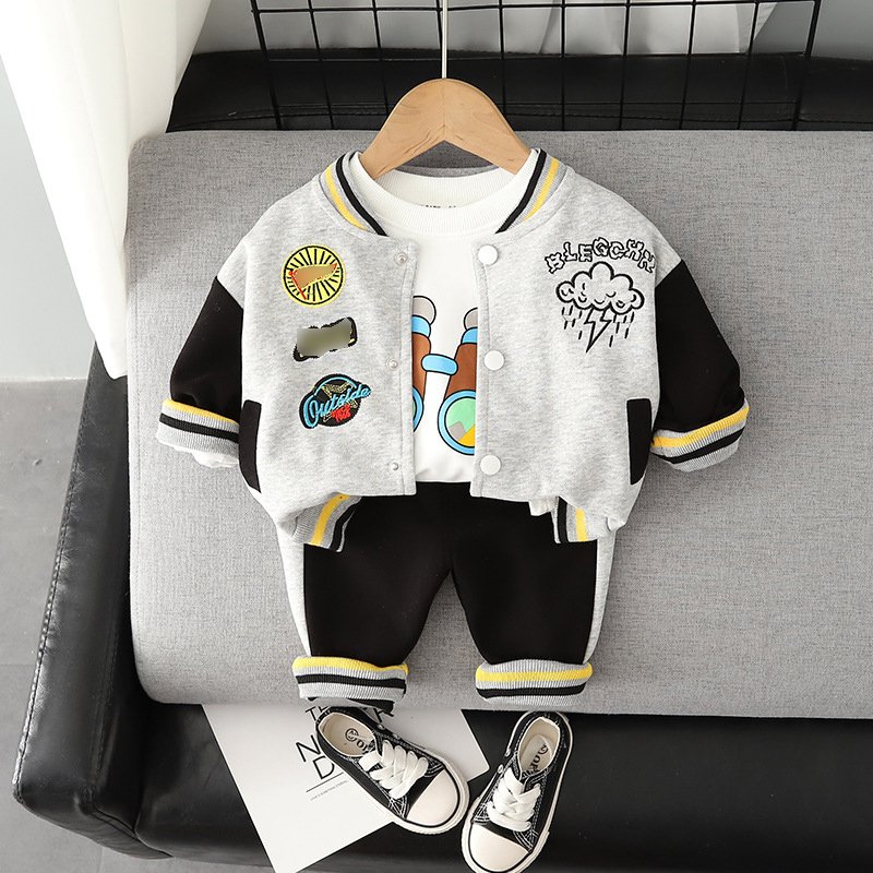 2023 Baby Boy Clothes Outfits Casual Single Breasted Shirt Trousers 2Pcs Toddler Clothing Baseball Uniform Infants Baby Boy Suit