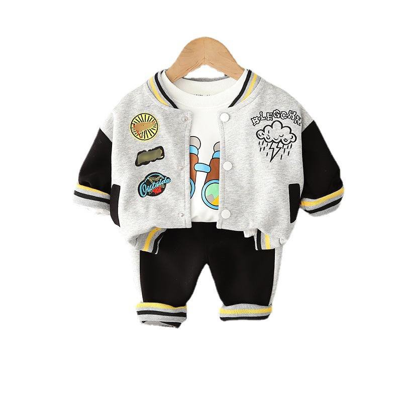 2023 Baby Boy Clothes Outfits Casual Single Breasted Shirt Trousers 2Pcs Toddler Clothing Baseball Uniform Infants Baby Boy Suit