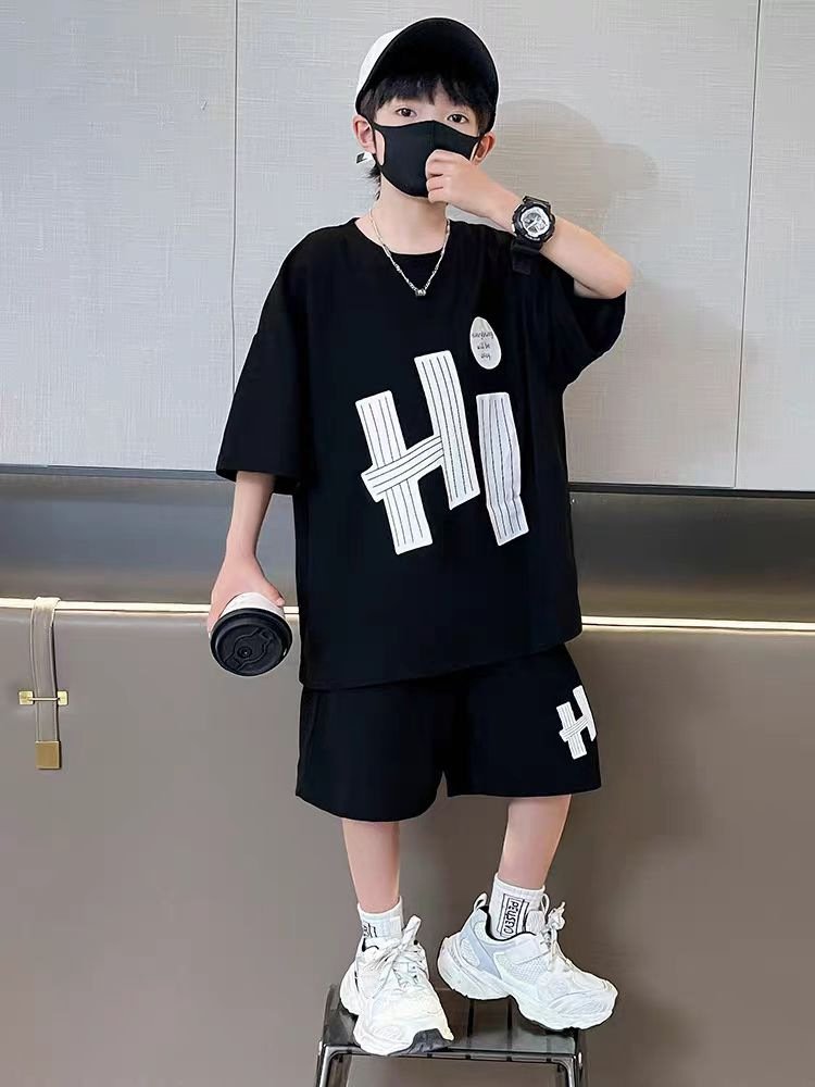 Korean Latest Fashion Summer Children 2pcs Suits Letter Print Casual Teenagers Boy Clothes Sets