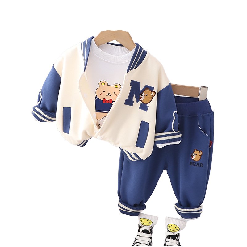 Kids Clothes Boys Autumn Long Sleeves Cartoon Baseball Jacket Pants Toddler Baby Boy Clothing Cute Cotton Long Sleeved Shirt Set