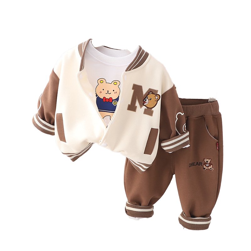 Kids Clothes Boys Autumn Long Sleeves Cartoon Baseball Jacket Pants Toddler Baby Boy Clothing Cute Cotton Long Sleeved Shirt Set