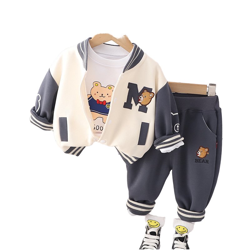Kids Clothes Boys Autumn Long Sleeves Cartoon Baseball Jacket Pants Toddler Baby Boy Clothing Cute Cotton Long Sleeved Shirt Set