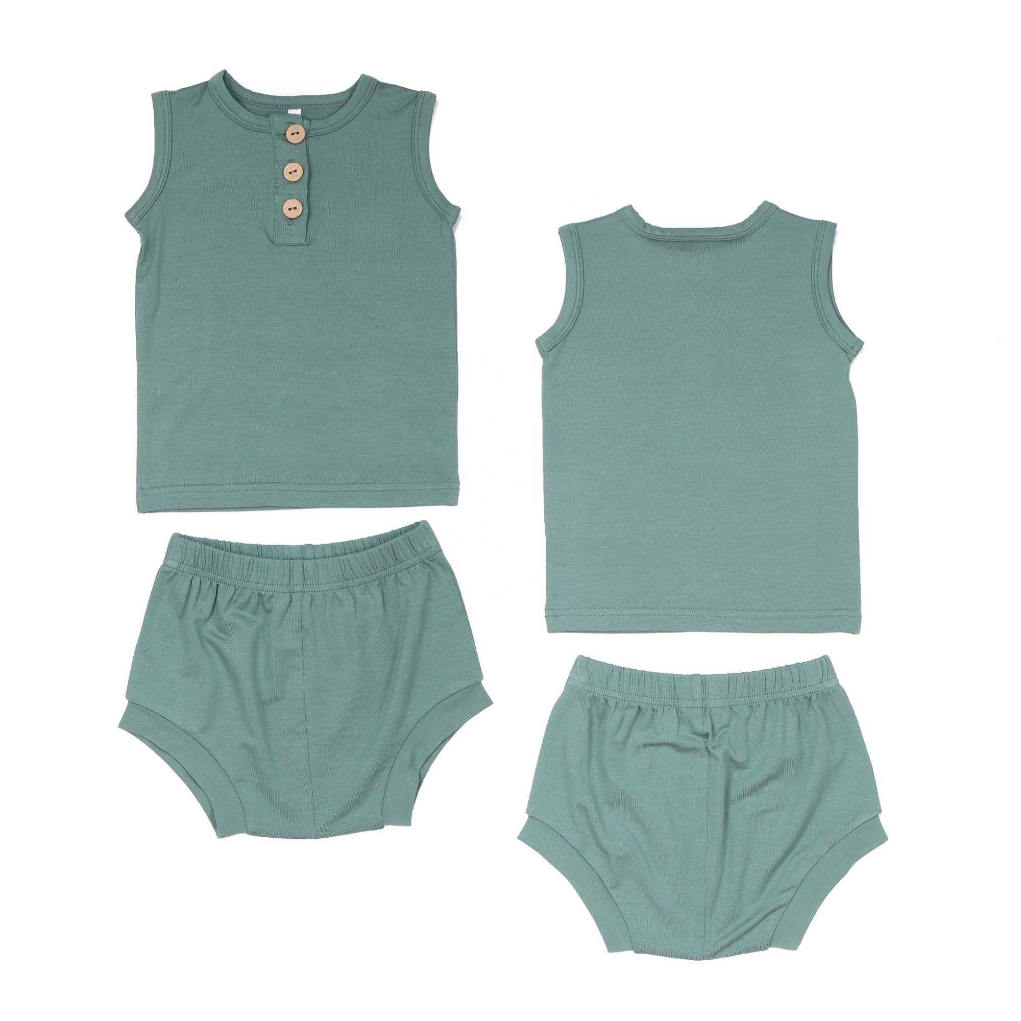 Custom Baby Boys Clothing Sets Sleeveless Toddler Children's Clothing Set Plain New Short Baby Vest Summer Baby Clothing