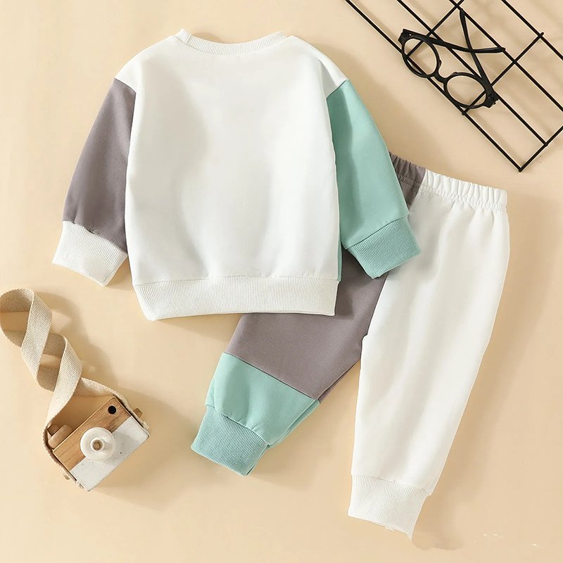 Organic cotton kids long sleeve french terry set boy clothing set eco friendly children's tracksuits custom kids streetwear boys