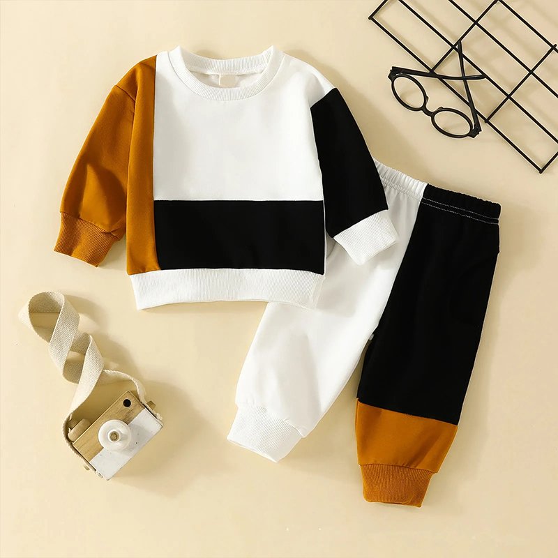 Organic cotton kids long sleeve french terry set boy clothing set eco friendly children's tracksuits custom kids streetwear boys