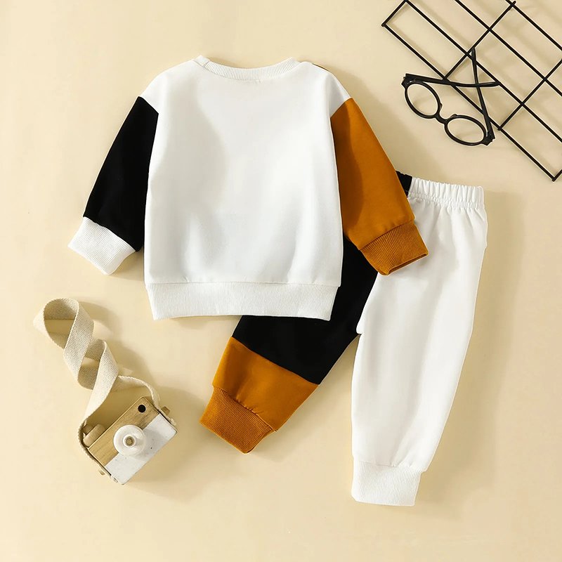 Organic cotton kids long sleeve french terry set boy clothing set eco friendly children's tracksuits custom kids streetwear boys
