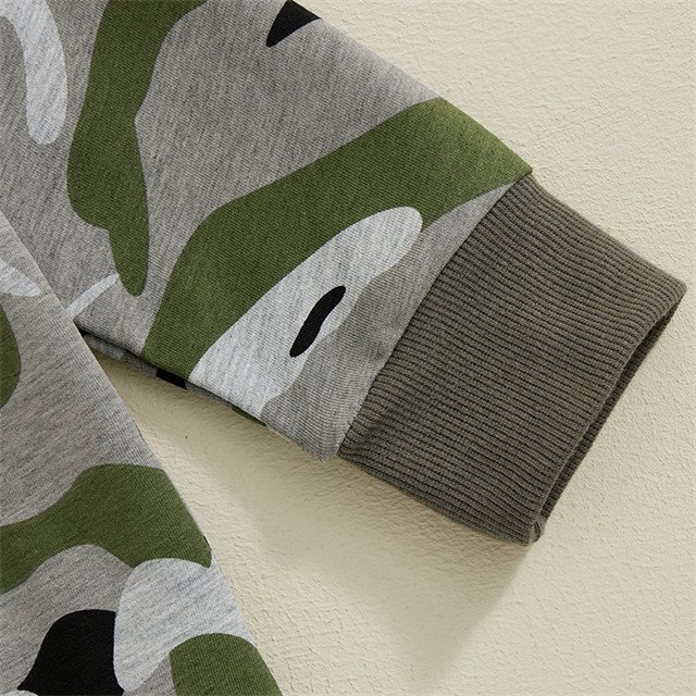 1 Pcs Private Label Camouflage Cotton Outfit Autumn Newborn Infant Toddler Clothes Top Pants Baby Boys Clothing Set
