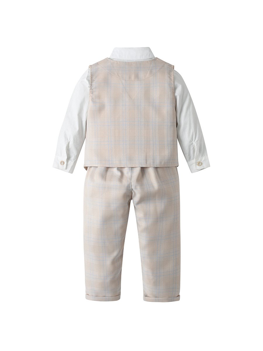 Factory Wholesale Baby Boys Formal Wear Wedding Clothes Suits Long Sleeve Shirt Formal Waistcoat Suits Boy Clothing Sets