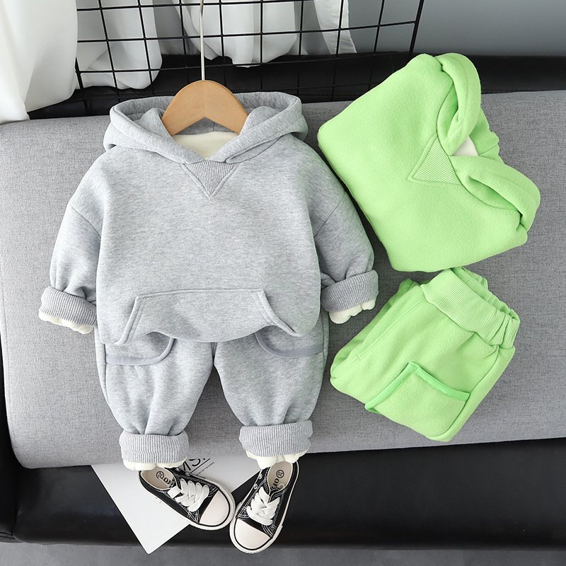 Sunny Baby New Arrival 0-4T Boy Sets Casual Daily Wear Children's Clothing Sets Hooded Thick Kids Clothing Sets