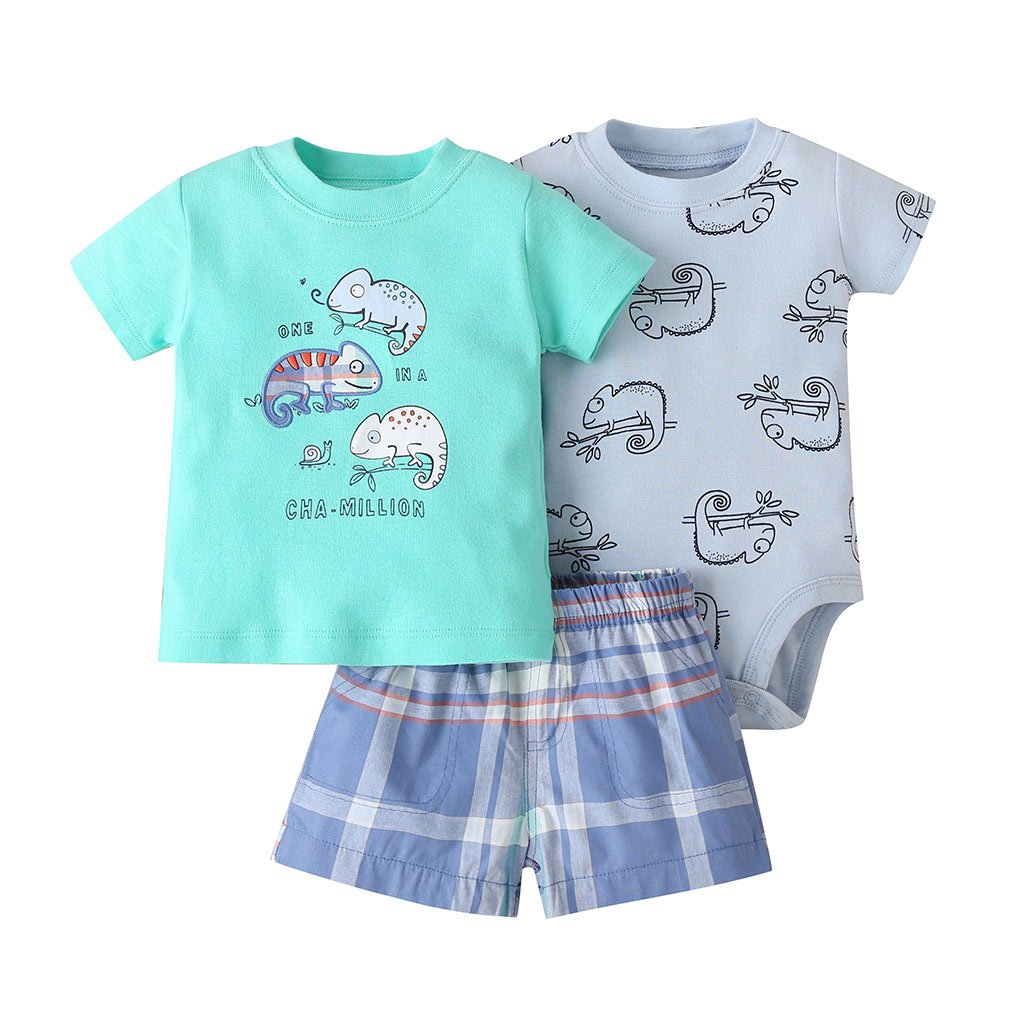 6 to 24 months shorts shirt romper 3pcs clothes summer baby boy clothing sets