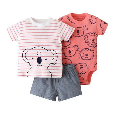 6 to 24 months shorts shirt romper 3pcs clothes summer baby boy clothing sets