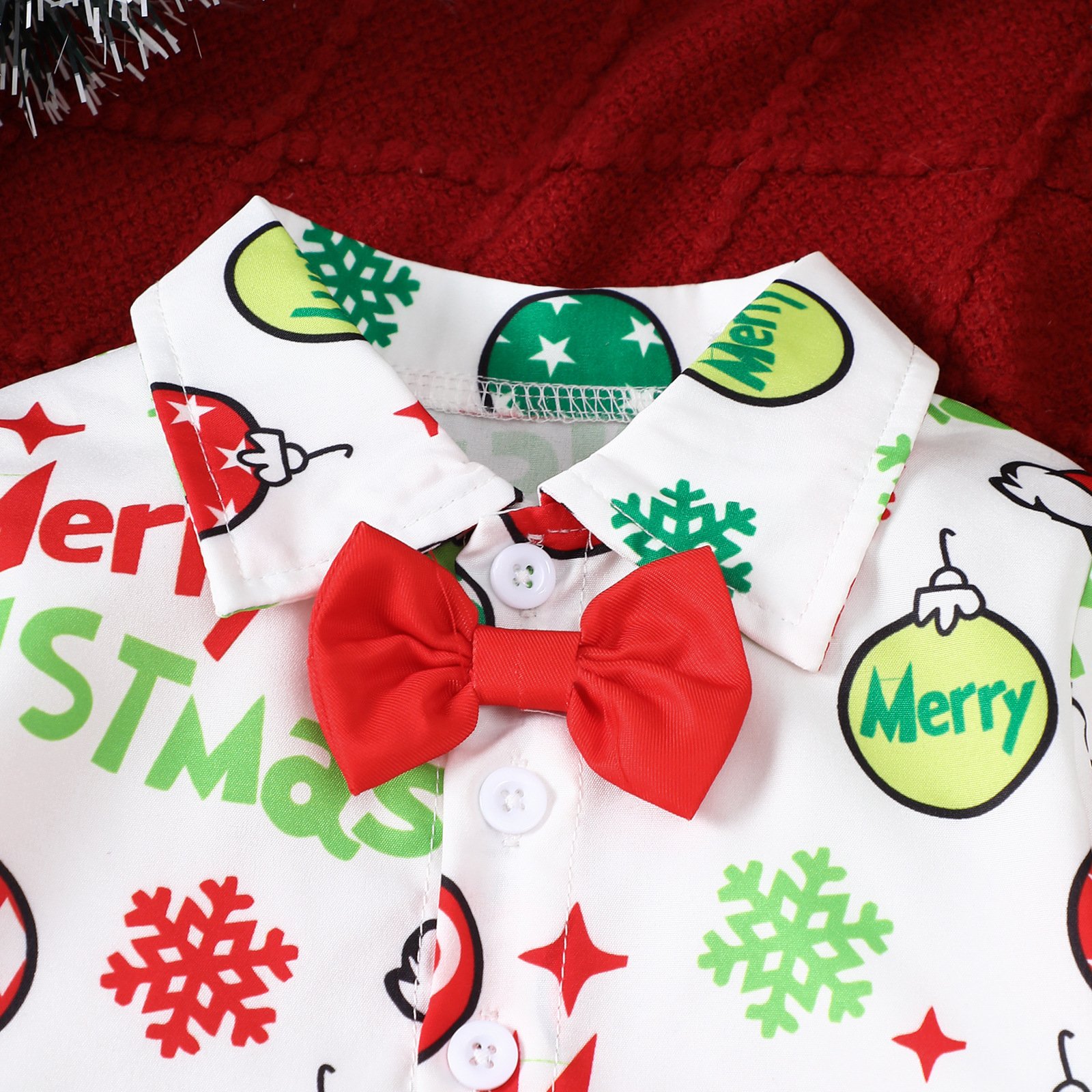 Christmas wear children's clothing toddler boys gentleman bow tie long sleeve shirt top suspenders festival baby clothes set