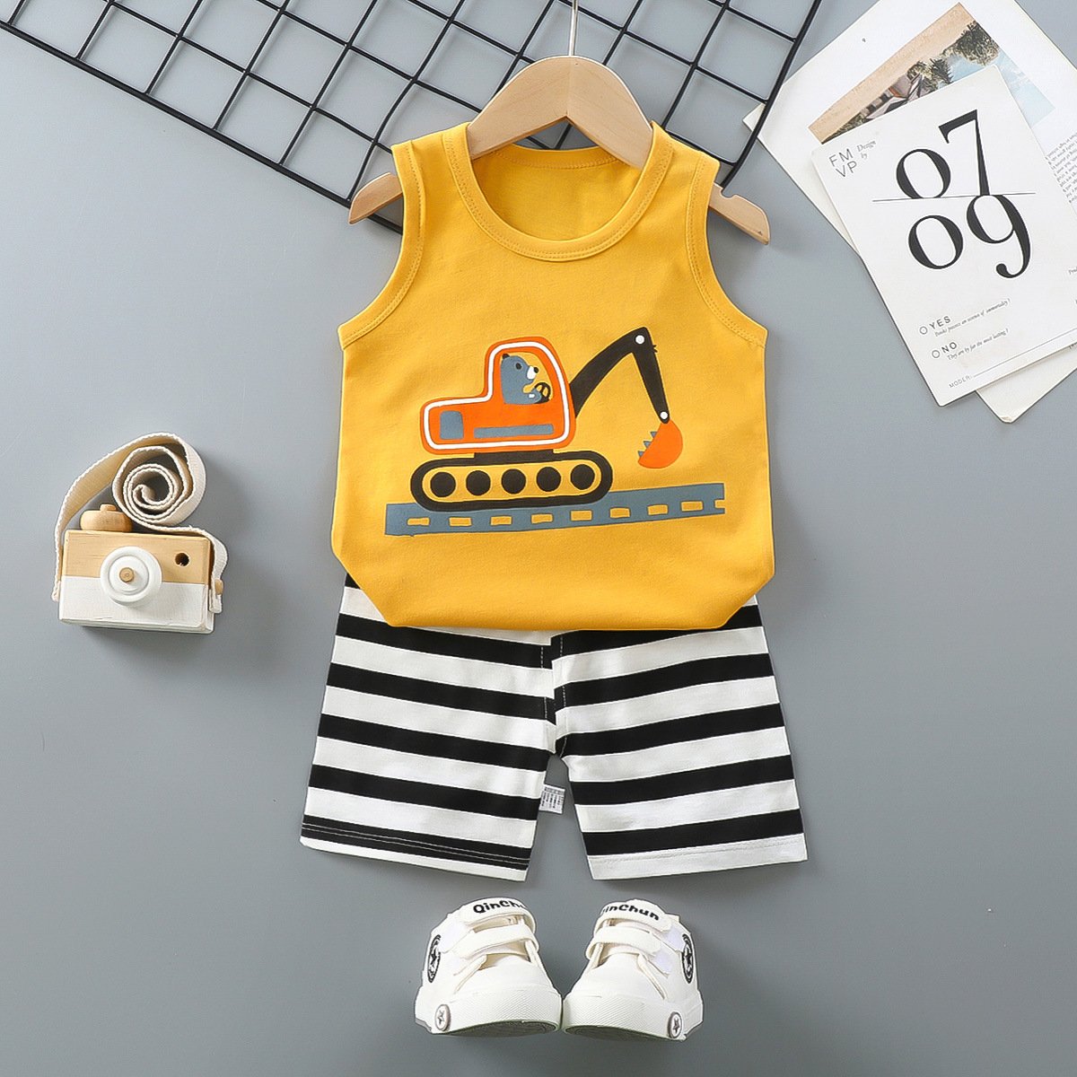 Children's vest set Summer cotton boys sleeveless girl shorts clothes all cotton baby set children's clothing