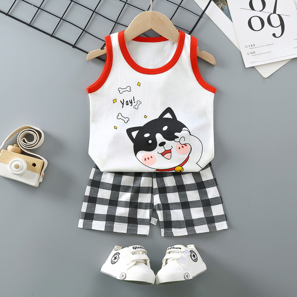 Children's vest set Summer cotton boys sleeveless girl shorts clothes all cotton baby set children's clothing