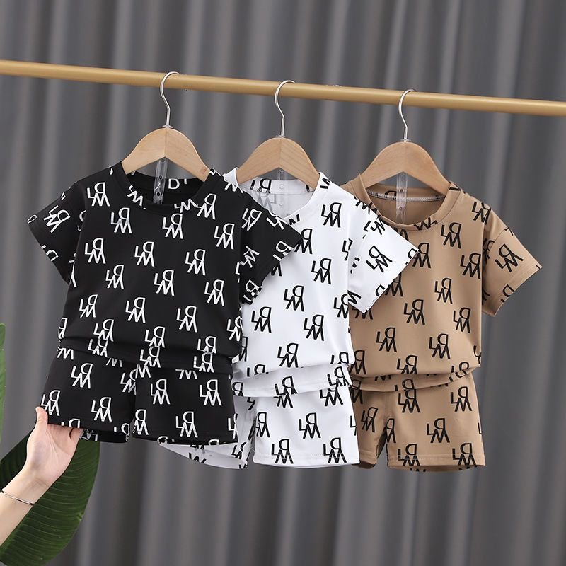18 Months Baby Boys Clothes Baby Boys Outfits 18-24 Months Toddler Baby Boys Short Sleeve Monogram Top Shorts 2PCS Set White