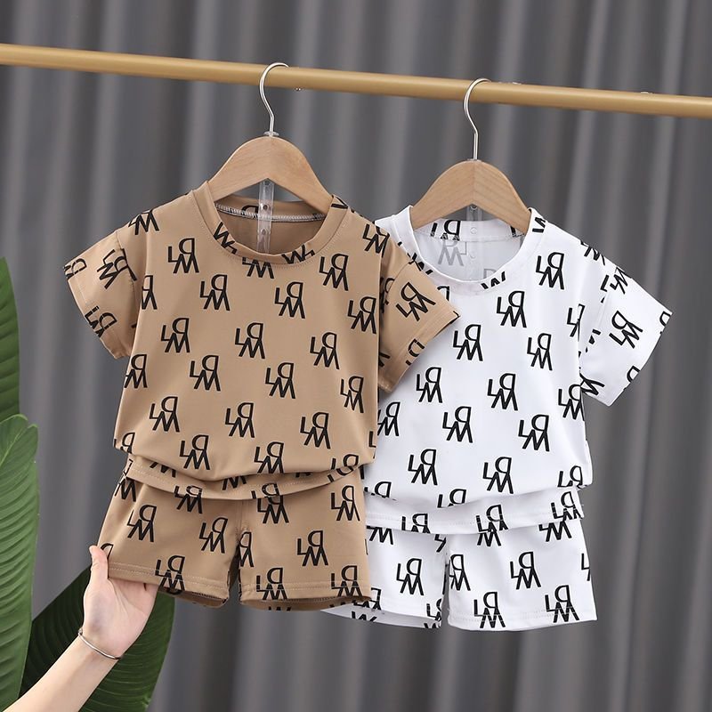 18 Months Baby Boys Clothes Baby Boys Outfits 18-24 Months Toddler Baby Boys Short Sleeve Monogram Top Shorts 2PCS Set White