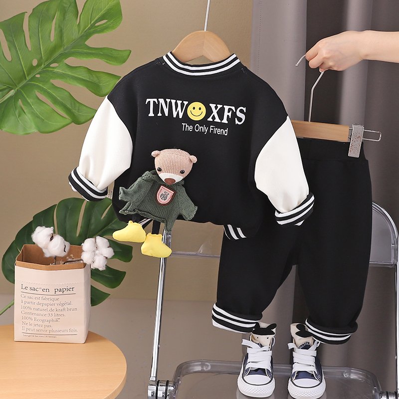 2024 New Children Casual Clothes Cotton Baby Cartoon Bear Clothing Coat+Shirts+Pants 1-5 Years Boys children clothing Set
