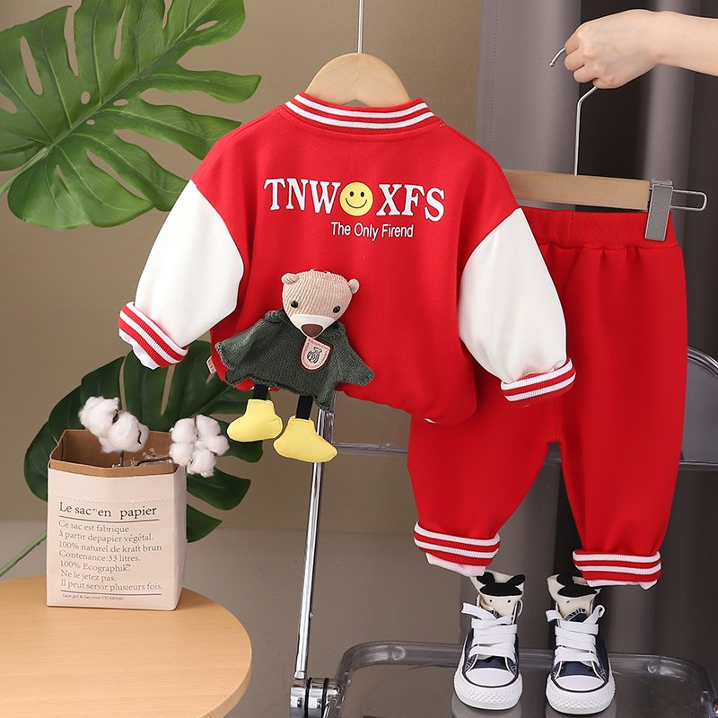 2024 New Children Casual Clothes Cotton Baby Cartoon Bear Clothing Coat+Shirts+Pants 1-5 Years Boys children clothing Set