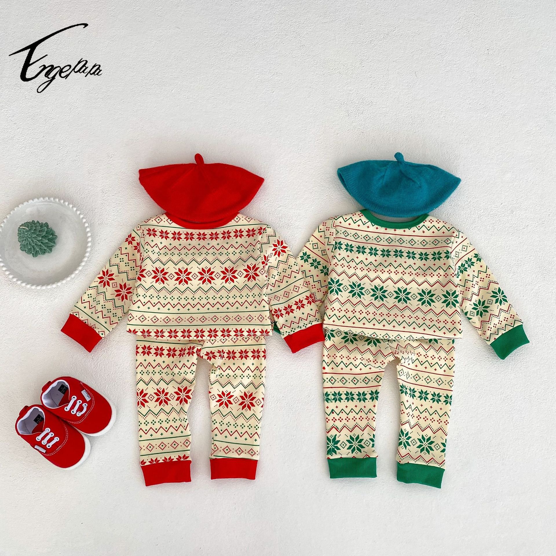 Engepapa fall Christmas 0-3 years unisex infant sweater Toddler Clothing Newborn Printed set baby boy pullover