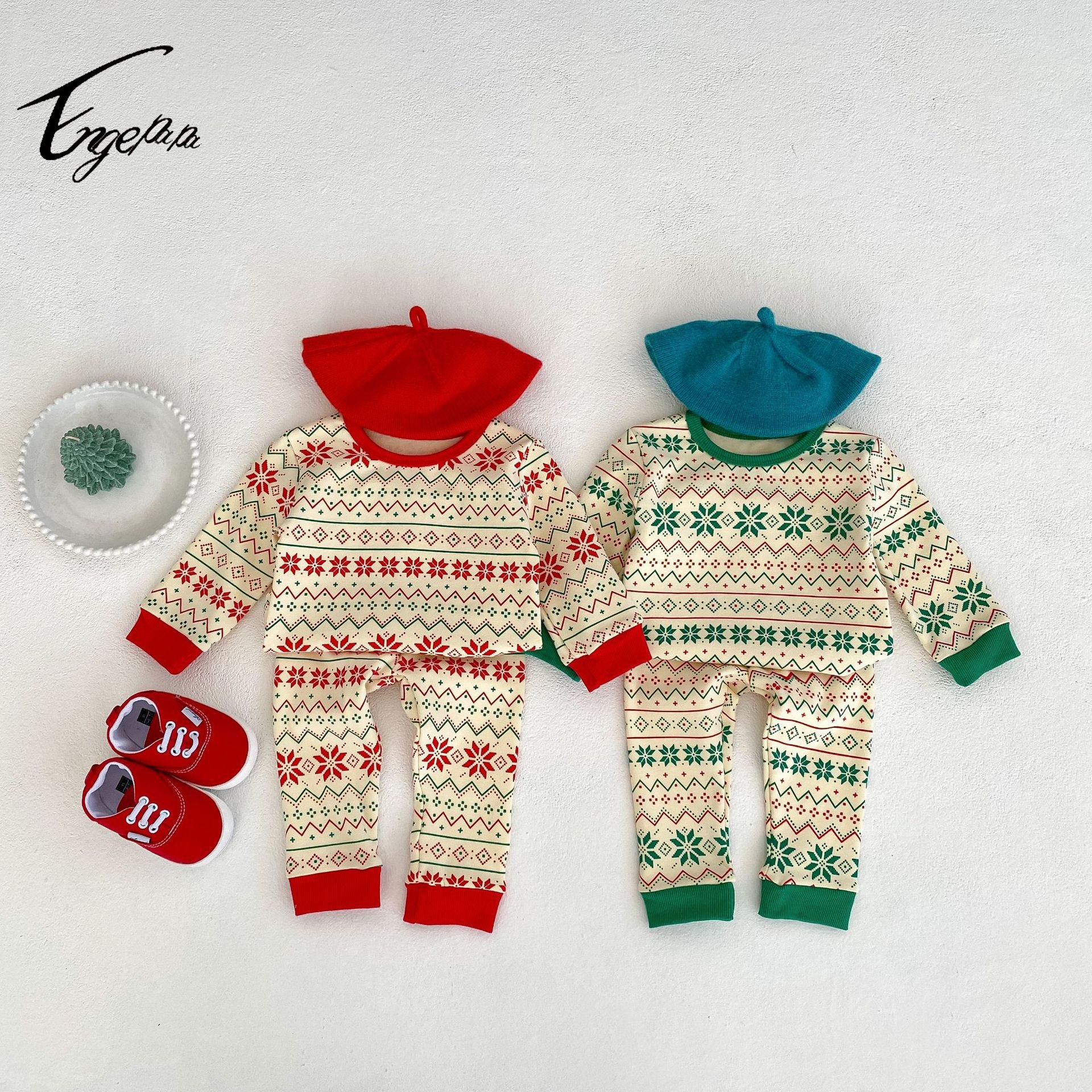 Engepapa fall Christmas 0-3 years unisex infant sweater Toddler Clothing Newborn Printed set baby boy pullover