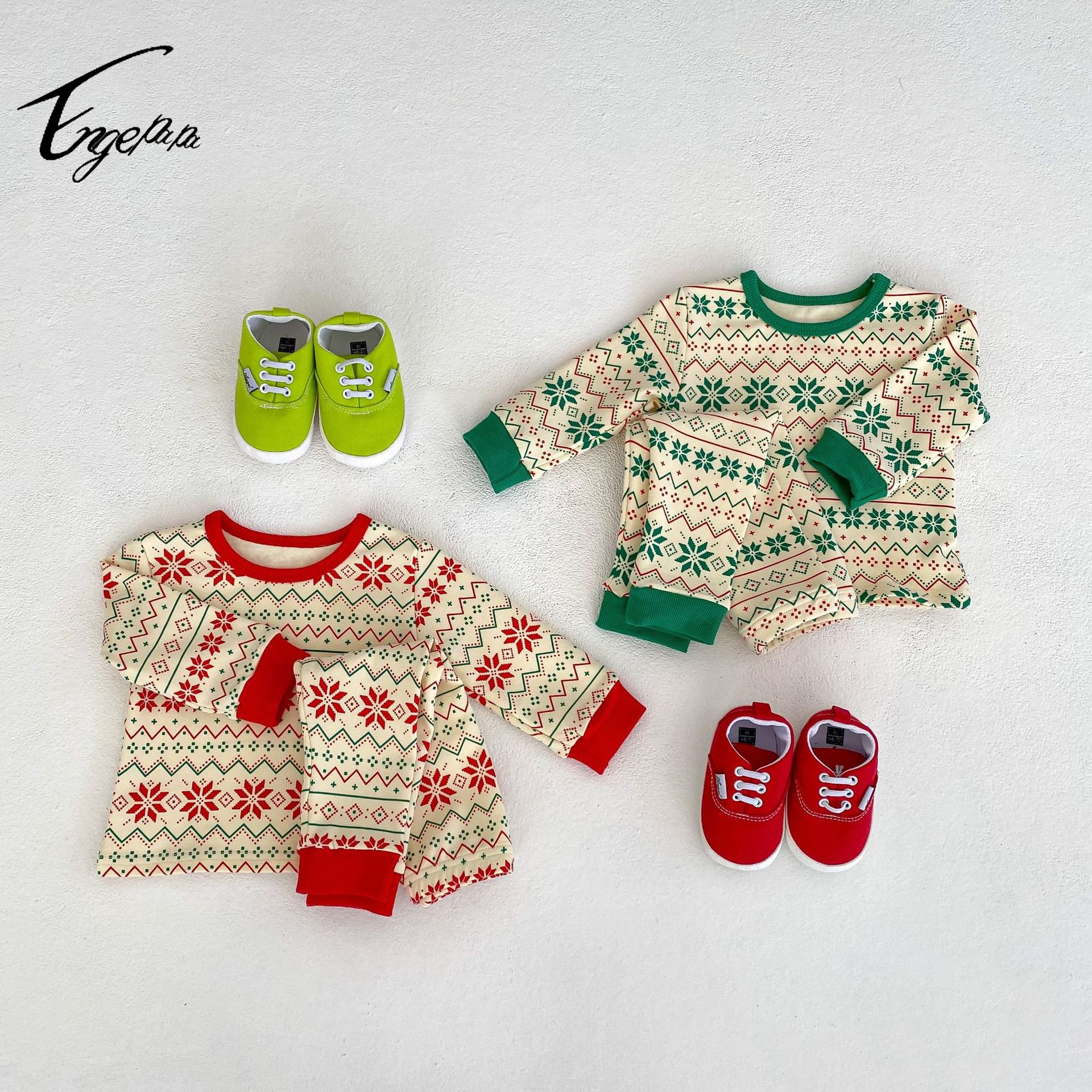 Engepapa fall Christmas 0-3 years unisex infant sweater Toddler Clothing Newborn Printed set baby boy pullover