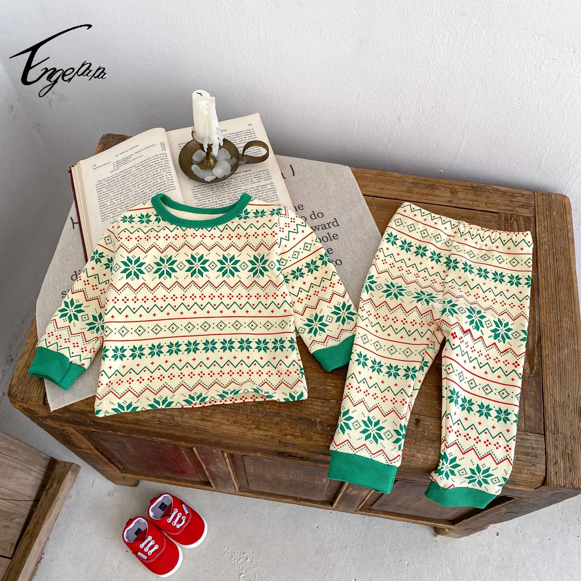 Engepapa fall Christmas 0-3 years unisex infant sweater Toddler Clothing Newborn Printed set baby boy pullover